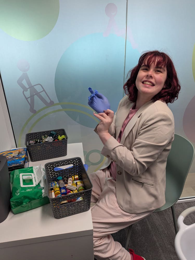 A student learns workplace skills at work experience