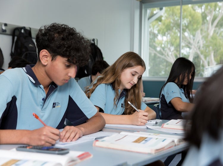 Students concentrate on their mathematics work